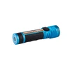 Olight Seeker 4 Pro Bright Blue Flashlight Side View with Textured Grip and Power Display for Everyday Carry
