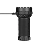 Olight Black Marauder 3 Flashlight Charging Side View with Textured Grip and USB-C Cable for Search and Rescue Use