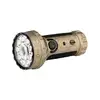 Olight Marauder Mini powerful desert tan topographic map pattern flashlight with multi-LED lens on white background