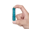Olight Cyan I3E EOS keychain flashlight held by fingers, compact and portable for everyday carry.