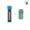 Olight Blue Seeker 4 Pro Flashlight and Oclip Pro Clip Light Bundle with Orange Stripes for Outdoor and EDC Use