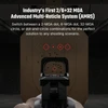 Red dot pistol sight showing AMRS multi-reticle options including 2 MOA dot and 32 MOA circle over a shooting target