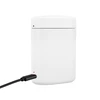 White portable battery charger case with USB-C cable charging and red indicator light on white background