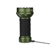 Olight OD Green Marauder Mini 2 Flashlight Standing View with USB-C Charging Cable and Textured Grip for Outdoor Search
