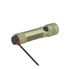 Olight Seeker 4 Ultra olive drab green rechargeable flashlight charging via magnetic tail cable on white background
