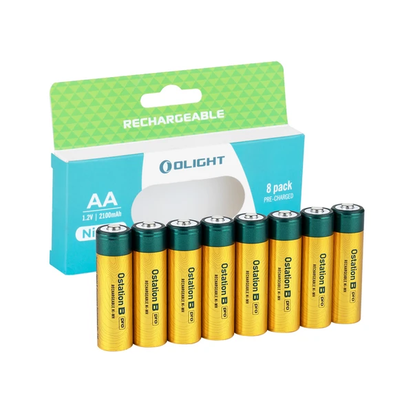 Olight AA 1.2V 2100mAh Rechargeable Ni-MH Batteries 8-pack for various electronic devices