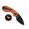 Orange pocket knife with black blade and glow-in-the-dark bat inlay on the handle