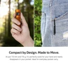 Olight Orange Baton 4 Pro held in hand and clipped to jeans pocket for everyday carry.