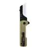 Oknife U1 Ultra folding utility knife with green handle and black pocket clip on black background