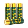 Olight Green and Gold 1.5V Rechargeable AA Lithium-Ion Batteries Group Shot for Powering Electronic Devices