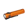 Olight Orange Baton 4 Pro Flashlight with textured body and pocket clip for everyday carry and outdoor use.