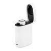 Compact white charging case open showing a portable EDC flashlight charging inside with USB-C port on a white background