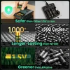 Olight green and gold AA rechargeable battery with 1.5V power for eco-friendly power solution.