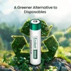 Olight Green ECOLast AAA Rechargeable Battery for Sustainable Power, Surrounded by Greenery