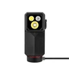 Olight Black Oclip 2 Ultra Front View with Triple LED Light Source on Magnetic Charging Base for EDC and Emergency Use