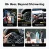 Versatile portable shower used for camping, washing car tires, rinsing vegetables, cleaning bikes, and beach gear.