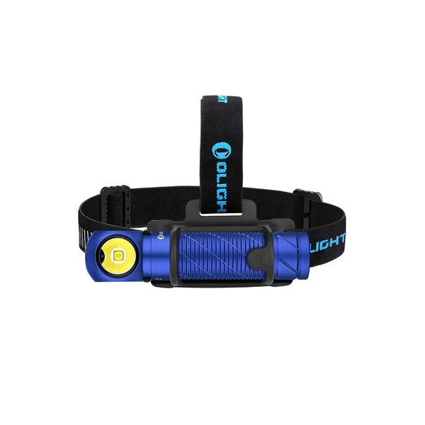 Olight Perun 2 Mini blue headlamp, compact, angle-head, hands-free light for outdoor activities
