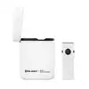 Olight Baton 3 white pocket flashlight next to open wireless charging case on white background