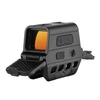 Tactical holographic weapon sight with orange tinted glass lens and honeycomb killflash filter on white background