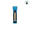 Olight Blue Seeker 4 Pro Flashlight Front View with Textured Grip and Rotary Switch for High Performance Search Light