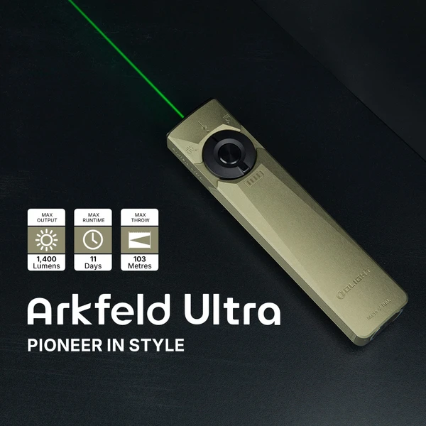 ╲*╱様 【美品】Olight Arkfeld Ultra（オリーブグリーン／O OLIGHT Arkfeld Ultra 1400 Lumens EDC Flat Flashlight