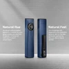 Olight Blue Arkfeld Ultra Flashlight Front and Back View with Textured Grip and Pocket Clip for Everyday Carry