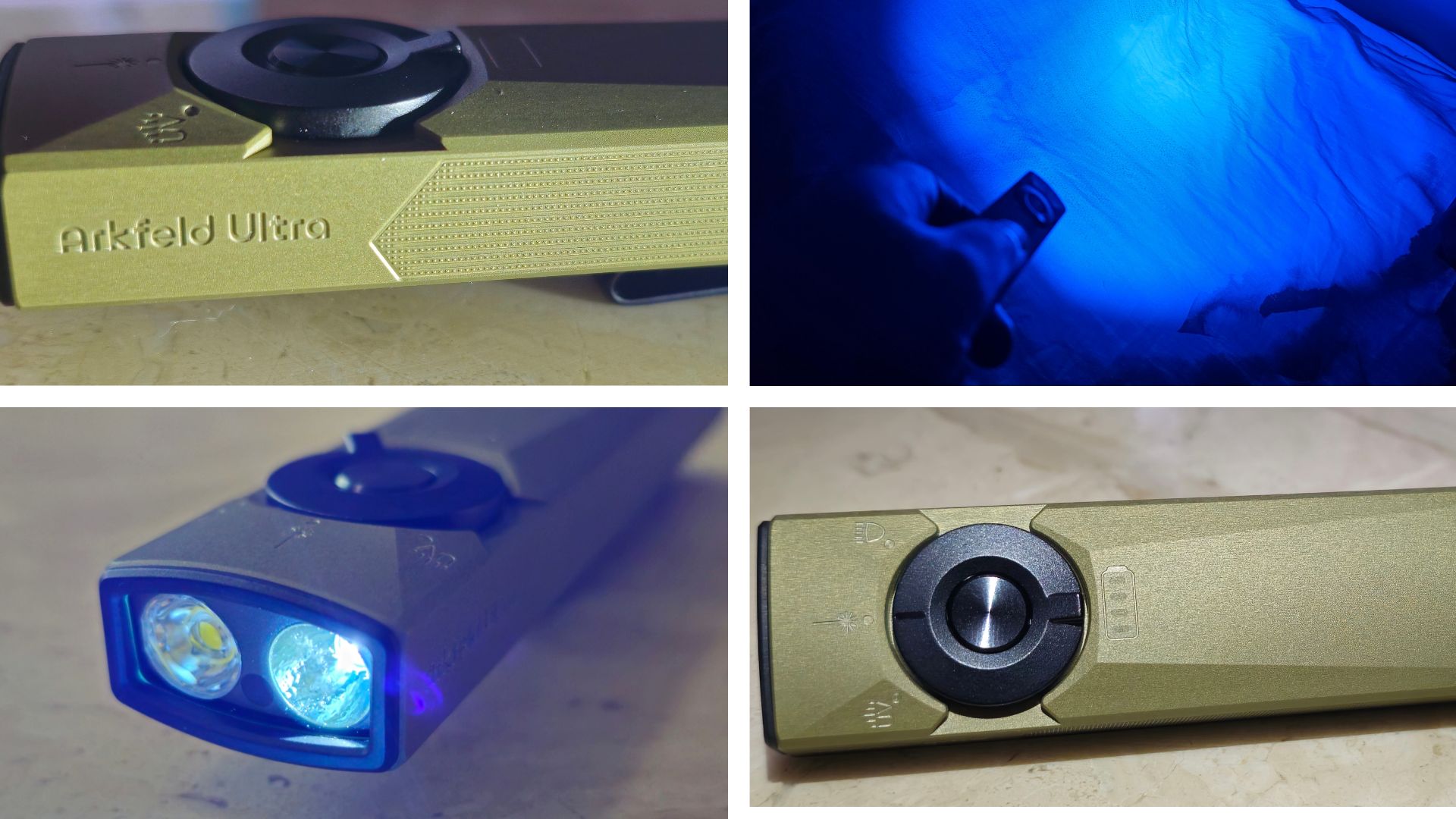 Arkfeld Ultra Lampe de poche avec laser et UV en O-Aluminium- Olight ance