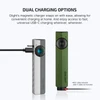 Olight ArkPro Ultra and ArkPro Lite in silver and olive green, showing dual charging options with magnetic and USB-C for everyday use.