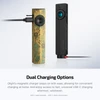 Olight Black and Zombie Green ArkPro Flashlights Showing Dual Charging Options with USB-C and Magnetic Cable for EDC Use