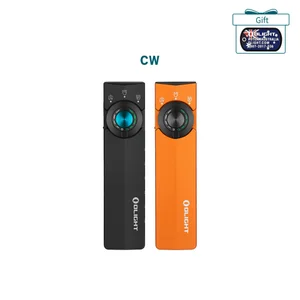 Black and Orange Olight ArkPro Flat EDC Flashlights with UV and Green Laser for Daily Carry and Inspection