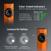 Olight Orange ArkPro Flashlight Close Up showcasing Color Coded Battery Indicators and Safety Lockout Feature instructions