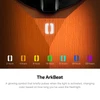Olight Orange ArkPro Flashlight Close Up showing ArkBeat Color Changing Indicator for Smart Battery and Usage Tracking