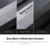 Olight Onyx Black ArkPro Flashlight Close Up on Striated Polished and Anodized Surface for Premium EDC Use