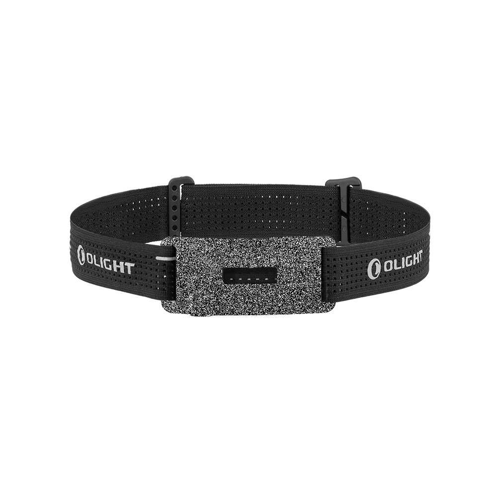 Olight black adjustable elastic head strap with logo for headlamp mounting isolated on white background