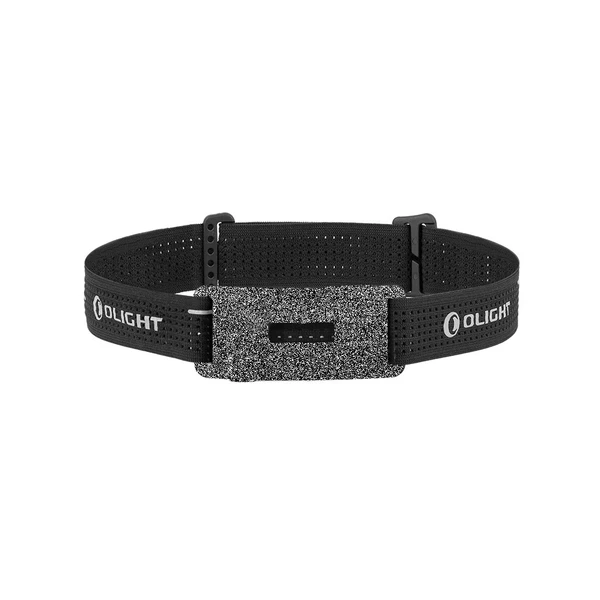 Olight black adjustable elastic head strap with logo for headlamp mounting isolated on white background