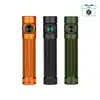 Olight OD Green Baton 4 Pro EDC Flashlight featuring a pocket clip and magnetic charging base for outdoor camping use