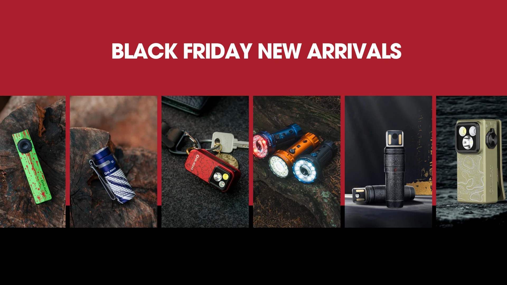 Black Friday new arrivals: Olight's diverse collection of flashlights, EDC lights, and tactical gear.