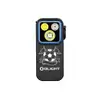 Black Olight Oclip Pro Clip-on Light Front View with Soccer Engraving and Dual LEDs for Everyday Carry and Outdoor Use