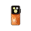 Olight Orange Oclip 2 Ultra Clip-on Light Front View with Spider Web Pattern for Halloween and Everyday Carry