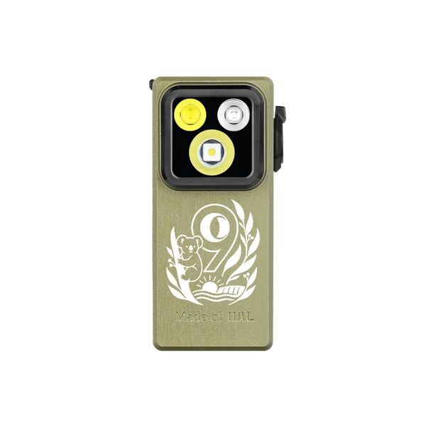 Olight OD Green Oclip Ultra Clip-On Light Front View with Koala Engraving for Every Day Carry and Outdoor Use