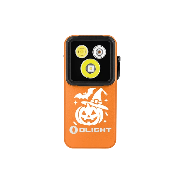 Olight Black Oclip Pro front view with multi-functional LEDs for versatile clip-on utility.