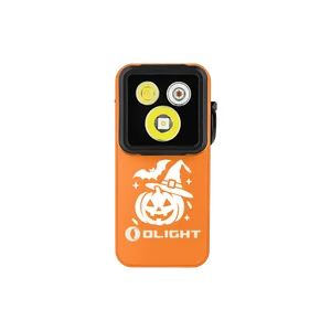 Olight Orange Oclip 2 Pro Halloween Pumpkin Edition Clip-On EDC Light with Triple LED Front View for EDC and Night Safety