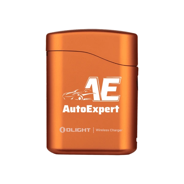 Olight Orange Baton 4 Premium Charging Case with AutoExpert Logo and Wireless Charger for Everyday Carry