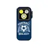 Blue Olight Oclip Pro Clip-on Light Front View with Football Graphic and Triple LEDs for EDC and Outdoor Use