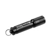 Black Olight 3E EOS flashlight, compact, with keychain attachment for portability, on a white background.