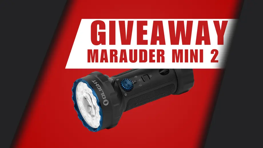 GIVEAWAY: Olight Marauder Mini 2 flashlight. Powerful LED tactical light for outdoor use.