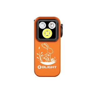 Olight Orange Oclip Pro Front View with Rabbit and Easter Egg Graphic for Everyday Carry and Illumination
