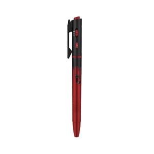Olight Orange Open 3 Penlight vertical view with textured grip and pocket clip for everyday carry and writing