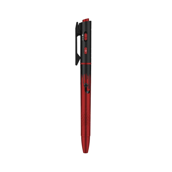 Olight Orange Open 3 Penlight vertical view with textured grip and pocket clip for everyday carry and writing