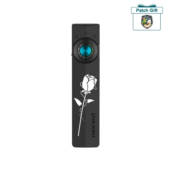 Olight Black Arkfeld Pro LED Flashlight with Rose Engraving, UV and Green Laser for Everyday Carry